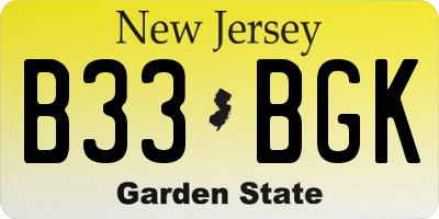 NJ license plate B33BGK