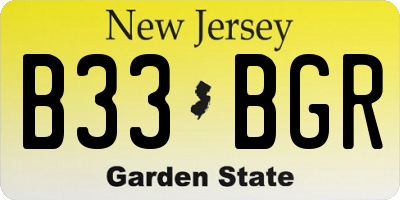NJ license plate B33BGR