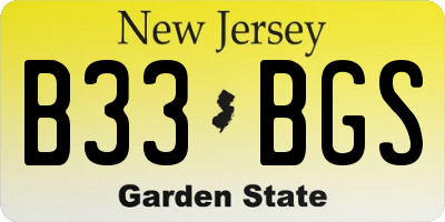 NJ license plate B33BGS