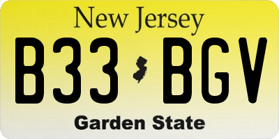 NJ license plate B33BGV