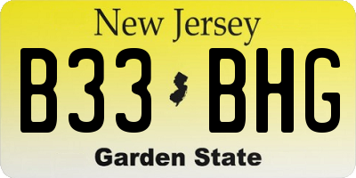 NJ license plate B33BHG