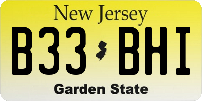 NJ license plate B33BHI