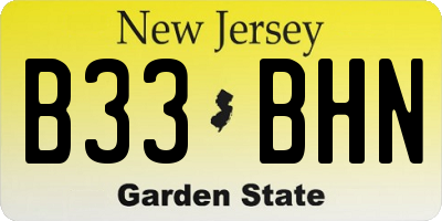 NJ license plate B33BHN