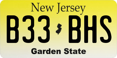 NJ license plate B33BHS