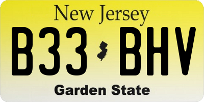 NJ license plate B33BHV