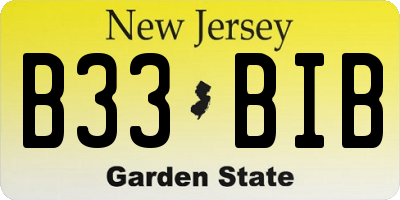 NJ license plate B33BIB