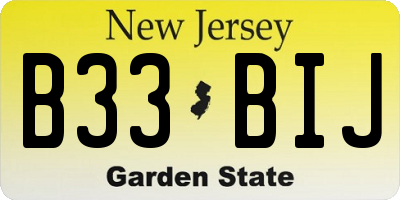 NJ license plate B33BIJ