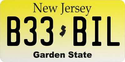NJ license plate B33BIL