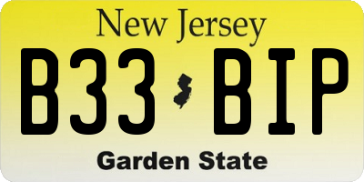 NJ license plate B33BIP