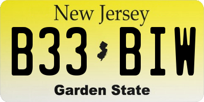 NJ license plate B33BIW