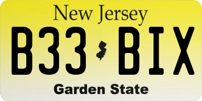 NJ license plate B33BIX