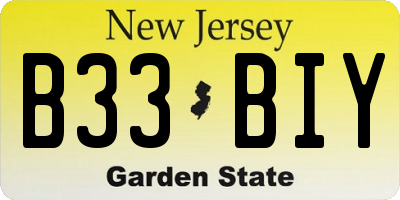 NJ license plate B33BIY