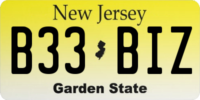 NJ license plate B33BIZ
