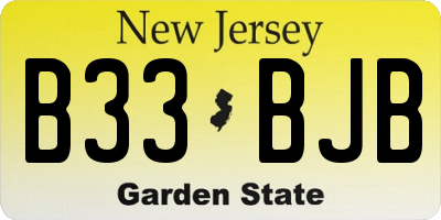 NJ license plate B33BJB