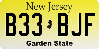 NJ license plate B33BJF
