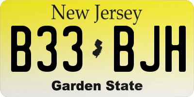 NJ license plate B33BJH