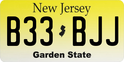 NJ license plate B33BJJ