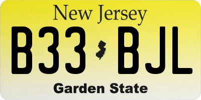 NJ license plate B33BJL