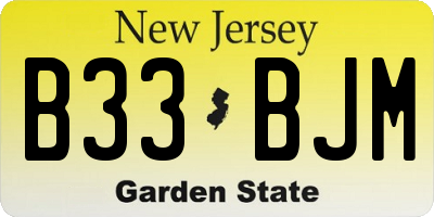 NJ license plate B33BJM