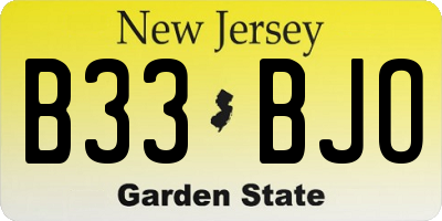NJ license plate B33BJO