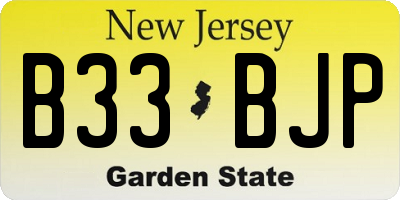 NJ license plate B33BJP