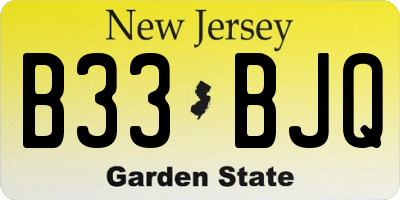 NJ license plate B33BJQ