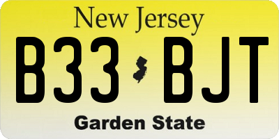 NJ license plate B33BJT
