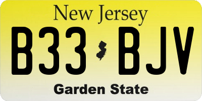 NJ license plate B33BJV