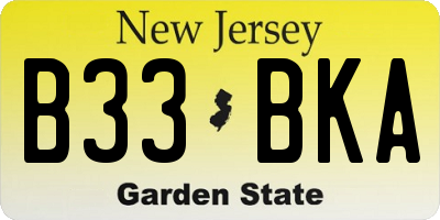 NJ license plate B33BKA