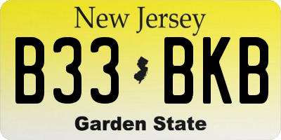 NJ license plate B33BKB