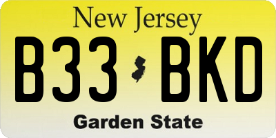 NJ license plate B33BKD