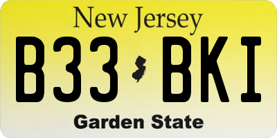 NJ license plate B33BKI
