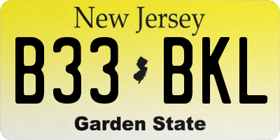 NJ license plate B33BKL