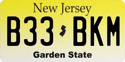 NJ license plate B33BKM
