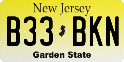 NJ license plate B33BKN