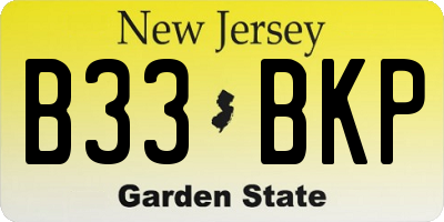 NJ license plate B33BKP