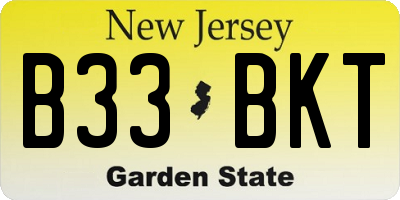 NJ license plate B33BKT