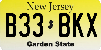 NJ license plate B33BKX