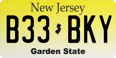 NJ license plate B33BKY