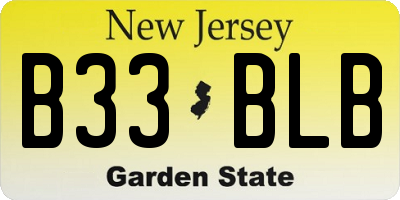 NJ license plate B33BLB