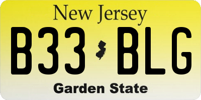 NJ license plate B33BLG