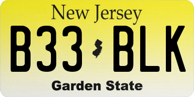 NJ license plate B33BLK
