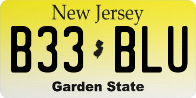 NJ license plate B33BLU