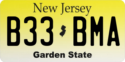 NJ license plate B33BMA