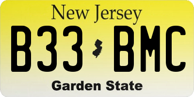 NJ license plate B33BMC