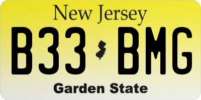 NJ license plate B33BMG