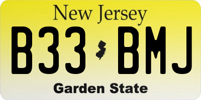 NJ license plate B33BMJ