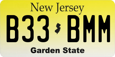 NJ license plate B33BMM