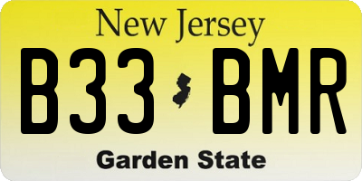 NJ license plate B33BMR