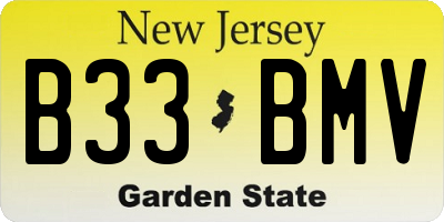 NJ license plate B33BMV